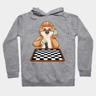 Sloth at Chess with Chess board Hoodie